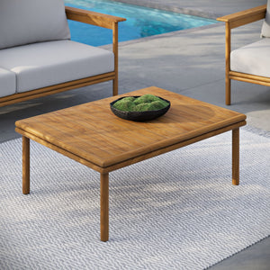 Modway Furniture Wren Outdoor Teak Wood Coffee Table – Stylish, Durable, Low-Maintenance Centerpiece for Patios EEI-7010-NAT