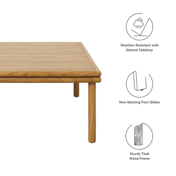 Modway Furniture Wren Outdoor Teak Wood Coffee Table – Stylish, Durable, Low-Maintenance Centerpiece for Patios EEI-7010-NAT