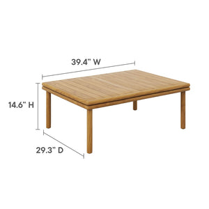 Modway Furniture Wren Outdoor Teak Wood Coffee Table – Stylish, Durable, Low-Maintenance Centerpiece for Patios EEI-7010-NAT