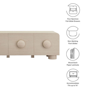 Modway Furniture Sonnet 69" Low Profile TV Stand - Mid-Century Modern Design with Ample Storage for Stylish Living Ash EEI-7011-ASH