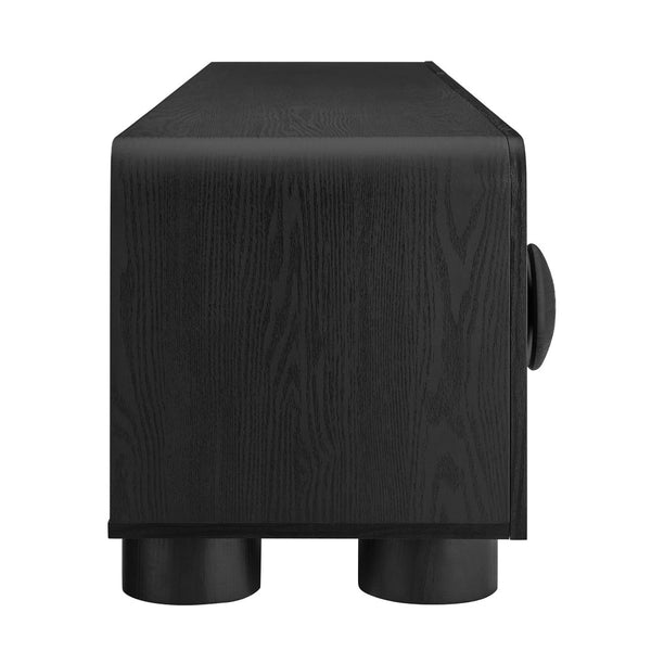 Modway Furniture Sonnet 69" Low Profile TV Stand - Mid-Century Modern Design with Ample Storage for Stylish Living Black EEI-7011-BLK