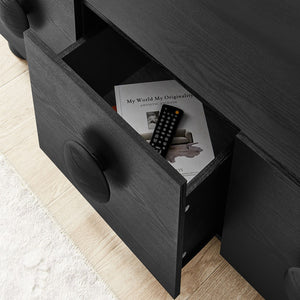 Modway Furniture Sonnet 69" Low Profile TV Stand - Mid-Century Modern Design with Ample Storage for Stylish Living Black EEI-7011-BLK