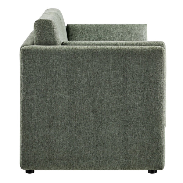 Modway Furniture Linden Upholstered Heathered Chenille Sofa - Stylish Comfort for Small Spaces and Modern Living Eucalyptus EEI-7012-EUC