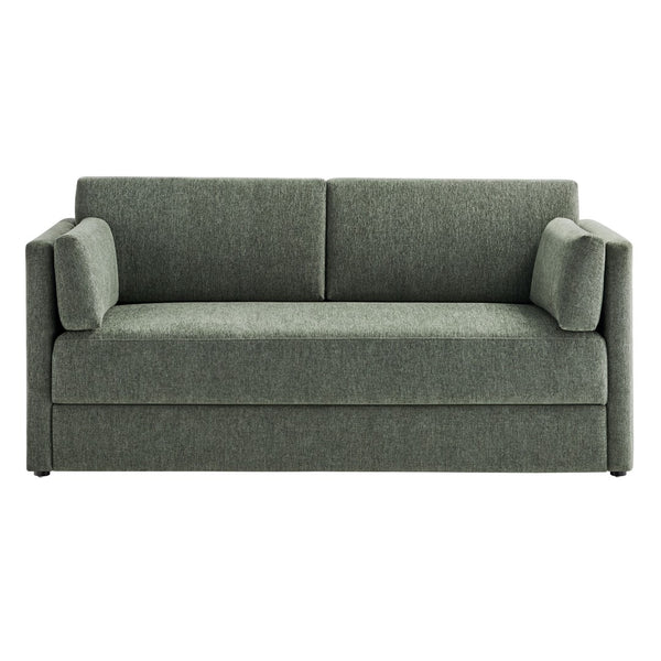 Modway Furniture Linden Upholstered Heathered Chenille Sofa - Stylish Comfort for Small Spaces and Modern Living Eucalyptus EEI-7012-EUC