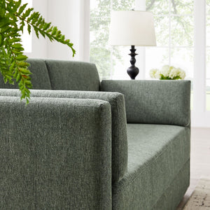 Modway Furniture Linden Upholstered Heathered Chenille Sofa - Stylish Comfort for Small Spaces and Modern Living Eucalyptus EEI-7012-EUC