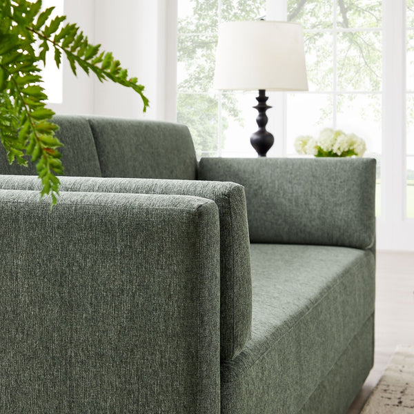 Modway Furniture Linden Upholstered Heathered Chenille Sofa - Stylish Comfort for Small Spaces and Modern Living Eucalyptus EEI-7012-EUC