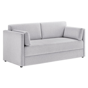 Modway Furniture Linden Upholstered Heathered Chenille Sofa - Stylish Comfort for Small Spaces and Modern Living Newsprint EEI-7012-NPT