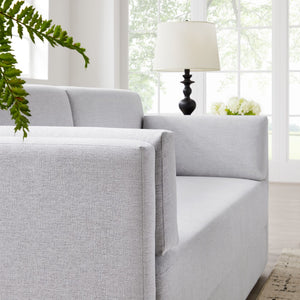 Modway Furniture Linden Upholstered Heathered Chenille Sofa - Stylish Comfort for Small Spaces and Modern Living Newsprint EEI-7012-NPT