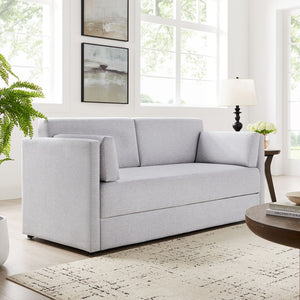 Modway Furniture Linden Upholstered Heathered Chenille Sofa - Stylish Comfort for Small Spaces and Modern Living Newsprint EEI-7012-NPT