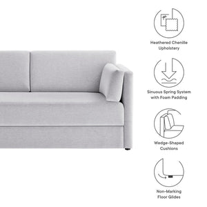 Modway Furniture Linden Upholstered Heathered Chenille Sofa - Stylish Comfort for Small Spaces and Modern Living Newsprint EEI-7012-NPT