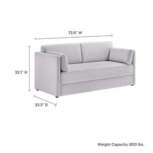 Modway Furniture Linden Upholstered Heathered Chenille Sofa - Stylish Comfort for Small Spaces and Modern Living Newsprint EEI-7012-NPT