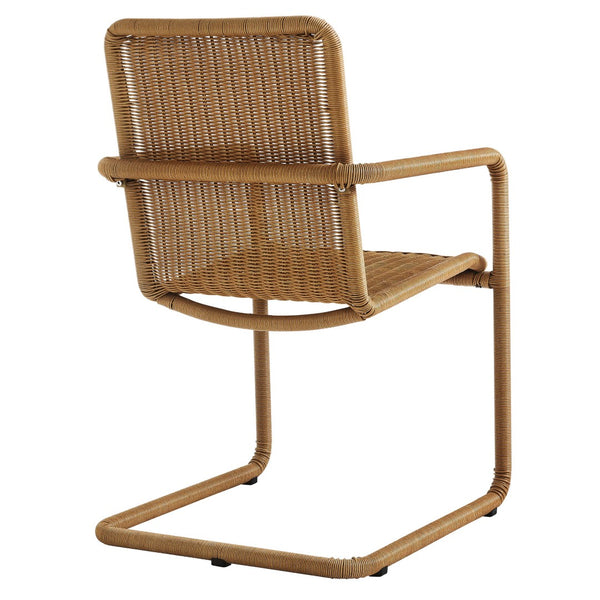 Modway Furniture Abacus Outdoor Patio Wicker Dining Chairs Set of 2 - Stylish, Durable, and Weather-Resistant Comfort Natural EEI-7014-NAT