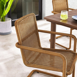 Modway Furniture Abacus Outdoor Patio Wicker Dining Chairs Set of 2 - Stylish, Durable, and Weather-Resistant Comfort Natural EEI-7014-NAT