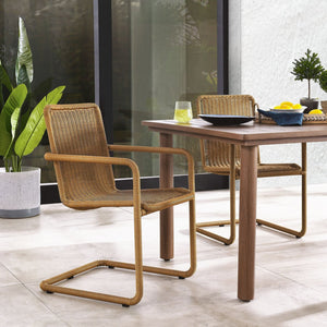 Modway Furniture Abacus Outdoor Patio Wicker Dining Chairs Set of 2 - Stylish, Durable, and Weather-Resistant Comfort Natural EEI-7014-NAT