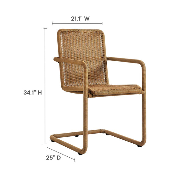 Modway Furniture Abacus Outdoor Patio Wicker Dining Chairs Set of 2 - Stylish, Durable, and Weather-Resistant Comfort Natural EEI-7014-NAT