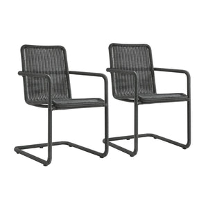 Modway Furniture Abacus Outdoor Patio Wicker Dining Chairs Set of 2 - Stylish, Durable, and Weather-Resistant Comfort Slate EEI-7014-SLA