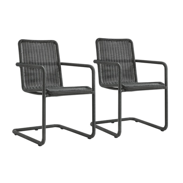 Modway Furniture Abacus Outdoor Patio Wicker Dining Chairs Set of 2 - Stylish, Durable, and Weather-Resistant Comfort Slate EEI-7014-SLA