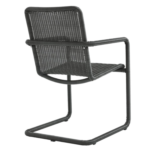 Modway Furniture Abacus Outdoor Patio Wicker Dining Chairs Set of 2 - Stylish, Durable, and Weather-Resistant Comfort Slate EEI-7014-SLA