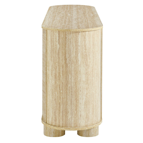 Modway Furniture Overture 63" Oval Faux Travertine Sideboard - Modern Storage Buffet & Media Console for Any Room EEI-7015-TRA