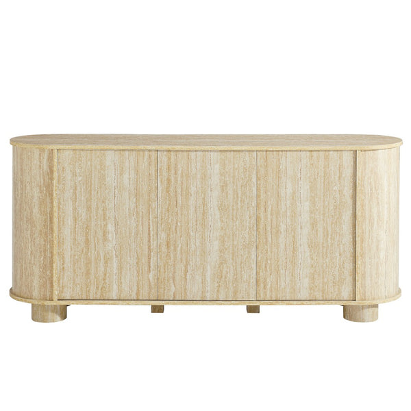 Modway Furniture Overture 63" Oval Faux Travertine Sideboard - Modern Storage Buffet & Media Console for Any Room EEI-7015-TRA