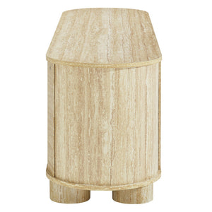 Modway Furniture Overture 63" Oval Faux Travertine TV Stand - Modern Storage Solution for Flat-Screen TVs Up to 70" EEI-7016-TRA