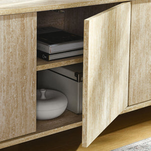 Modway Furniture Overture 63" Oval Faux Travertine TV Stand - Modern Storage Solution for Flat-Screen TVs Up to 70" EEI-7016-TRA