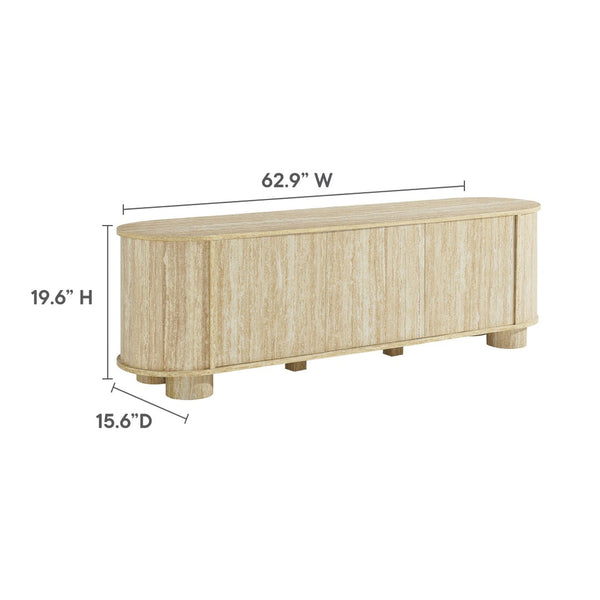 Modway Furniture Overture 63" Oval Faux Travertine TV Stand - Modern Storage Solution for Flat-Screen TVs Up to 70" EEI-7016-TRA