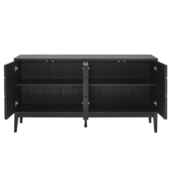 Modway Furniture Samos 62" Mid-Century Modern Sideboard with Adjustable Shelves for Stylish Storage Solutions Black EEI-7021-BLK