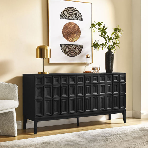 Modway Furniture Samos 62" Mid-Century Modern Sideboard with Adjustable Shelves for Stylish Storage Solutions Black EEI-7021-BLK