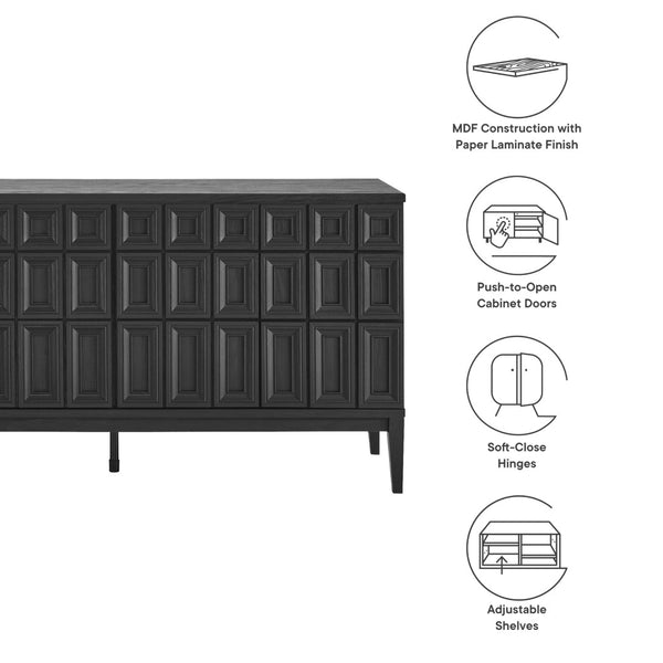 Modway Furniture Samos 62" Mid-Century Modern Sideboard with Adjustable Shelves for Stylish Storage Solutions Black EEI-7021-BLK