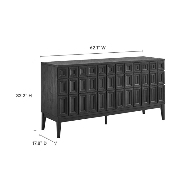 Modway Furniture Samos 62" Mid-Century Modern Sideboard with Adjustable Shelves for Stylish Storage Solutions Black EEI-7021-BLK