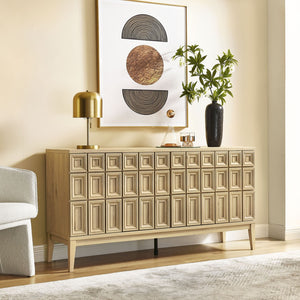 Modway Furniture Samos 62" Mid-Century Modern Sideboard with Adjustable Shelves for Stylish Storage Solutions Hickory EEI-7021-HCK