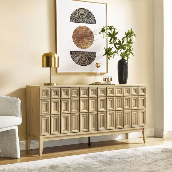 Modway Furniture Samos 62" Mid-Century Modern Sideboard with Adjustable Shelves for Stylish Storage Solutions Hickory EEI-7021-HCK