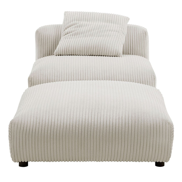 Modway Furniture Solace Modular Corduroy Armless Chair and Ottoman Set for Cozy Living Room Customization Almond EEI-7022-ALM