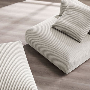 Modway Furniture Solace Modular Corduroy Armless Chair and Ottoman Set for Cozy Living Room Customization Almond EEI-7022-ALM