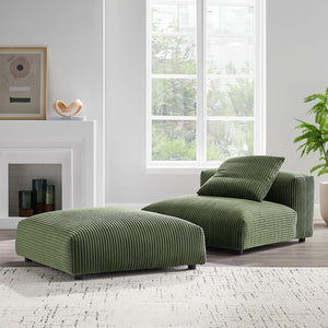 Modway Furniture Solace Modular Corduroy Armless Chair and Ottoman Set for Cozy Living Room Customization Fern EEI-7022-FRN