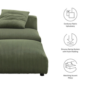 Modway Furniture Solace Modular Corduroy Armless Chair and Ottoman Set for Cozy Living Room Customization Fern EEI-7022-FRN