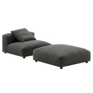 Modway Furniture Solace Modular Armless Chair and Ottoman Set – Stylish Comfort for Custom Living Room Layouts Charcoal EEI-7023-CHA