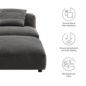 Modway Furniture Solace Modular Armless Chair and Ottoman Set – Stylish Comfort for Custom Living Room Layouts Charcoal EEI-7023-CHA