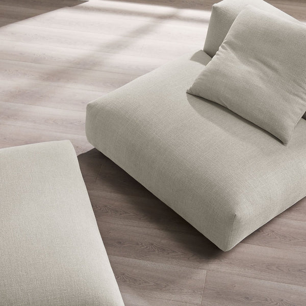 Modway Furniture Solace Modular Armless Chair and Ottoman Set – Stylish Comfort for Custom Living Room Layouts Linen EEI-7023-LIN