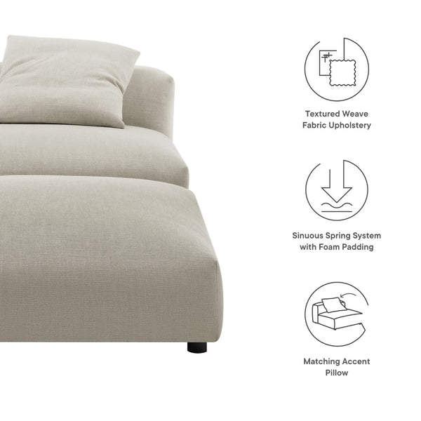 Modway Furniture Solace Modular Armless Chair and Ottoman Set – Stylish Comfort for Custom Living Room Layouts Linen EEI-7023-LIN