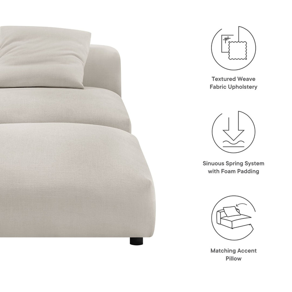 Modway Furniture Solace Modular Armless Chair and Ottoman Set – Stylish Comfort for Custom Living Room Layouts Salt EEI-7023-SAL