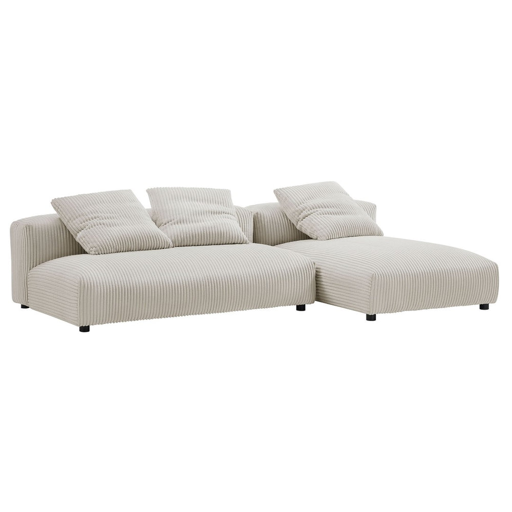Modway Furniture Solace 2-Piece Modular Corduroy Sectional Sofa with Chaise for Cozy Living Room Comfort & Style Almond EEI-7024-ALM