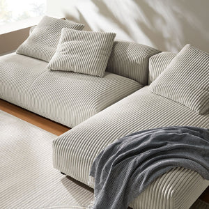 Modway Furniture Solace 2-Piece Modular Corduroy Sectional Sofa with Chaise for Cozy Living Room Comfort & Style Almond EEI-7024-ALM