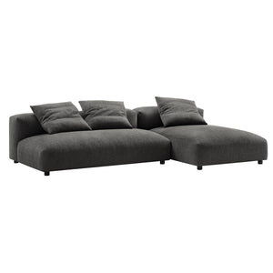 Modway Furniture Solace 2-Piece Modular Upholstered Sectional Sofa with Chaise for Stylish Living Room Comfort Charcoal EEI-7025-CHA