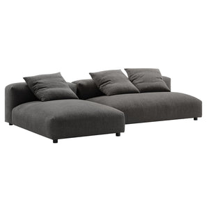 Modway Furniture Solace 2-Piece Modular Upholstered Sectional Sofa with Chaise for Stylish Living Room Comfort Charcoal EEI-7025-CHA