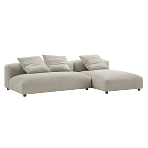 Modway Furniture Solace 2-Piece Modular Upholstered Sectional Sofa with Chaise for Stylish Living Room Comfort Linen EEI-7025-LIN