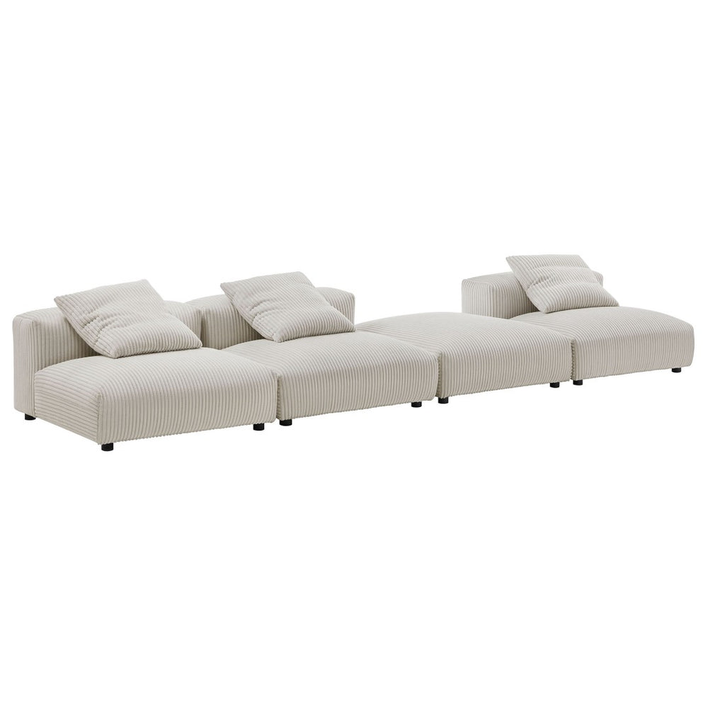 Modway Furniture Solace 4-Piece Modular Sectional Sofa with Soft Corduroy Upholstery for Ultimate Comfort & Style Almond EEI-7026-ALM