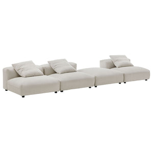 Modway Furniture Solace 4-Piece Modular Sectional Sofa with Soft Corduroy Upholstery for Ultimate Comfort & Style Almond EEI-7026-ALM
