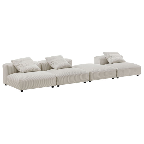 Modway Furniture Solace 4-Piece Modular Sectional Sofa with Soft Corduroy Upholstery for Ultimate Comfort & Style Almond EEI-7026-ALM